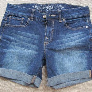 Express Distressed Denim Jean Shorts Cuffed Size 2